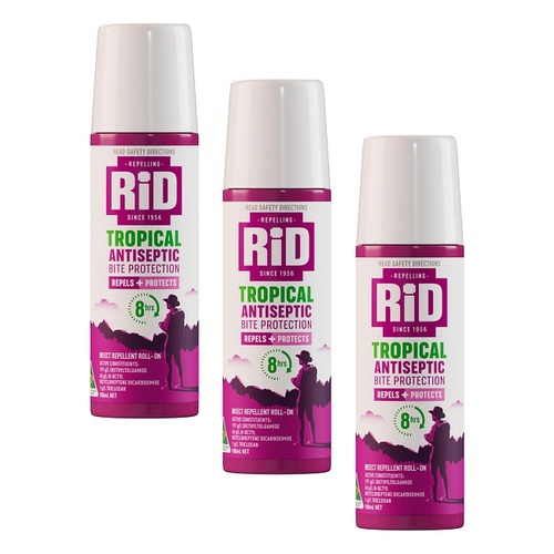 RID Tropical Antiseptic Bite Protection Roll-On 100mL Pack of 3