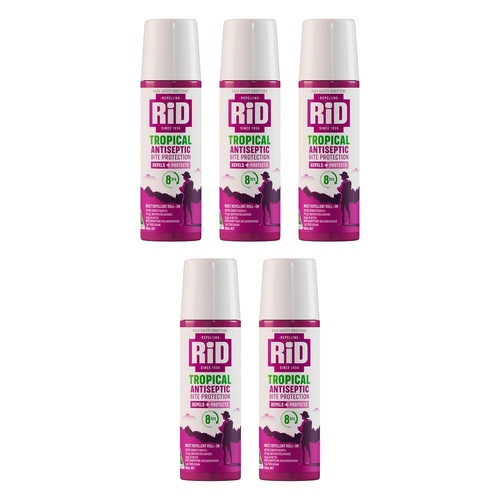 RID Tropical Antiseptic Bite Protection Roll-On 100mL Pack of 5