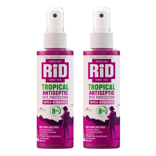 RID Tropical Antiseptic Bite Protection Spray 100mL Pack of 2