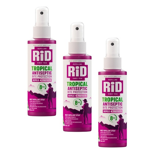 RID Tropical Antiseptic Bite Protection Spray 100mL Pack of 3