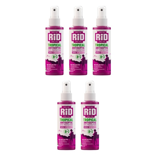 RID Tropical Antiseptic Bite Protection Spray 100mL Pack of 5