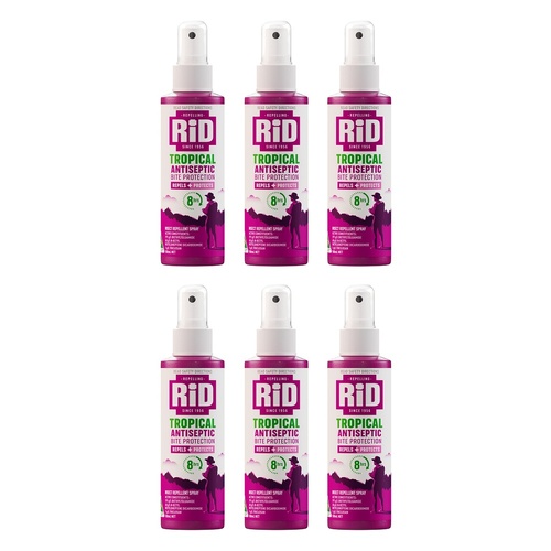 RID Tropical Antiseptic Bite Protection Spray 100mL Pack of 6
