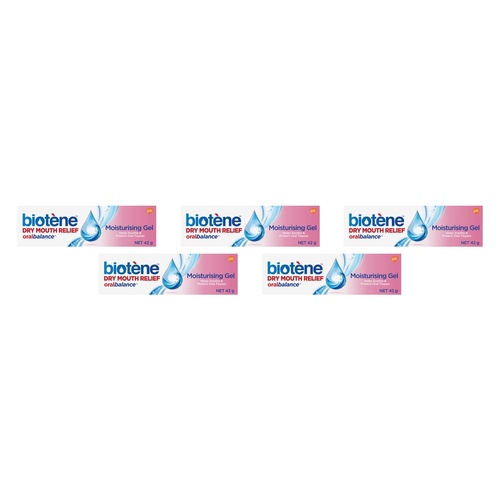 Biotene Oral Balance Dry Mouth Moisturising Gel 42g Pack of 5
