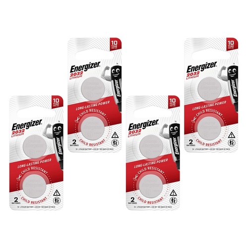 Energizer 2032 Lithium Coin Batteries 2 Pack Bundle of 4