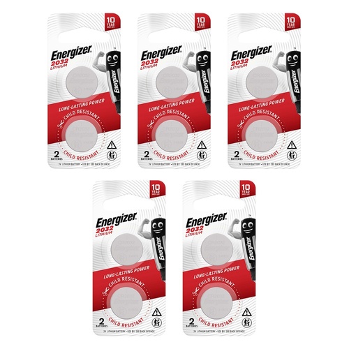 Energizer 2032 Lithium Coin Batteries 2 Pack Bundle of 5