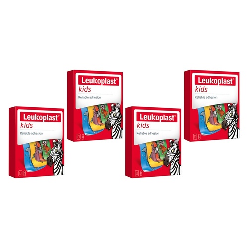 Leuko Leukoplast Kids First Aid Dressings Animal Motifs 12 Pack Bundle of 4