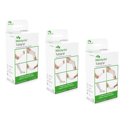 Tubigrip E Tubular Elastic Support Bandage, Arm/Leg, 1 Metre Pack of 3