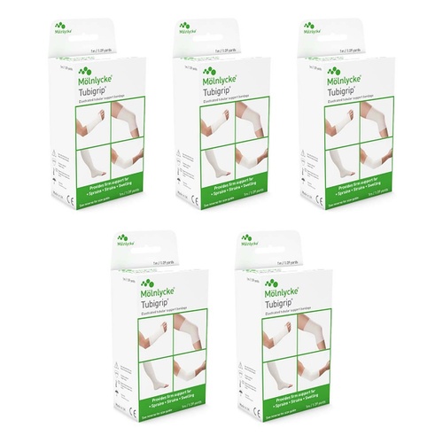 Tubigrip E Tubular Elastic Support Bandage, Arm/Leg, 1 Metre Pack of 5