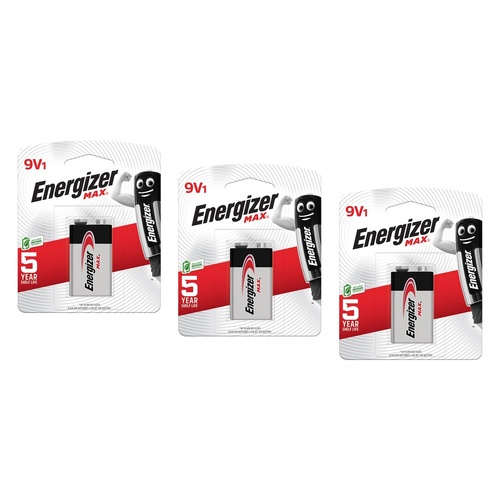 Energizer Max 9V Alkaline Battery Pack of 3