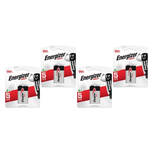 Energizer Max 9V Alkaline Battery Pack of 4