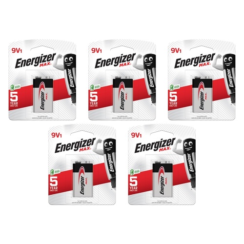Energizer Max 9V Alkaline Battery Pack of 5