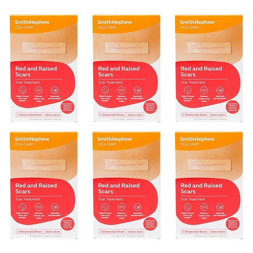 Cica-Care Silicone Gel Sheet Scar Treatment 12cm x 6cm Pack of 6