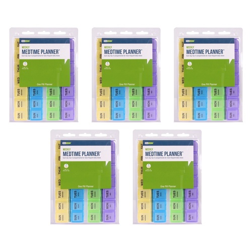 Ezy Dose Weekly Four Times A Day Medtime Planner Pack of 5