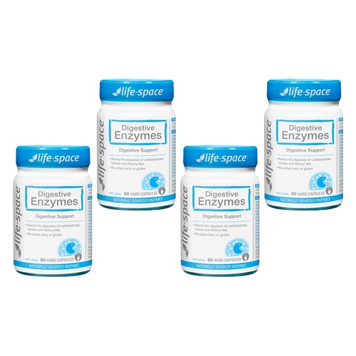 Life-Space Digestive Enzymes 60 Capsules Pack of 4