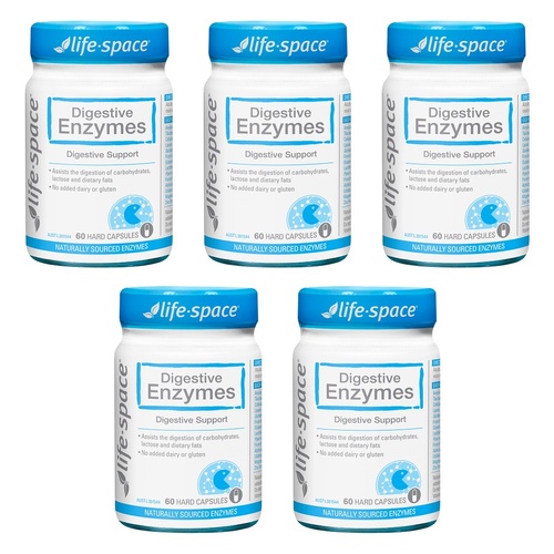 Life-Space Digestive Enzymes 60 Capsules Pack of 5