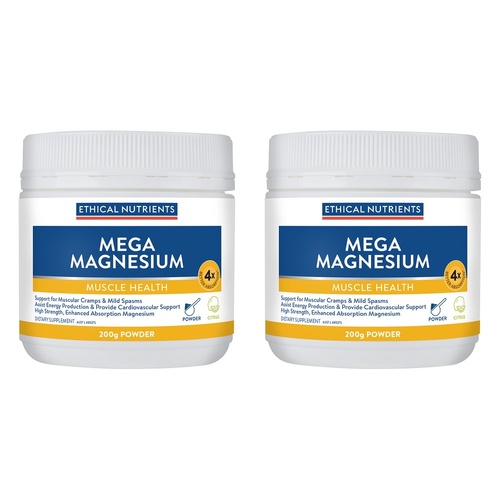 Ethical Nutrients Mega Magnesium Muscle Health Citrus 200g Pack of 2