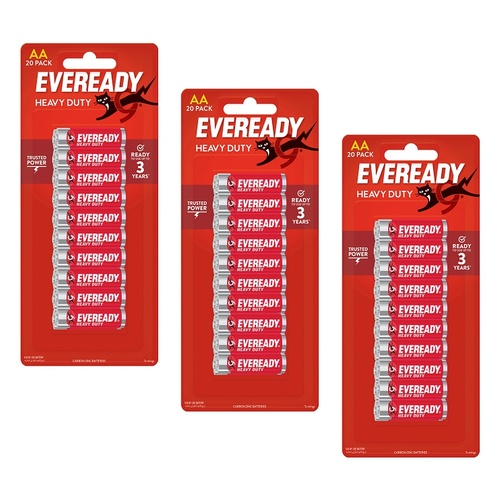 Energizer Eveready Value Pack AA Batteries 20 Pack Bundle of 3