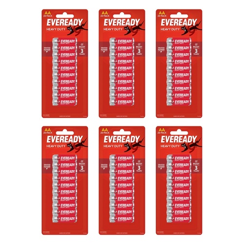 Energizer Eveready Value Pack AA Batteries 20 Pack Bundle of 6