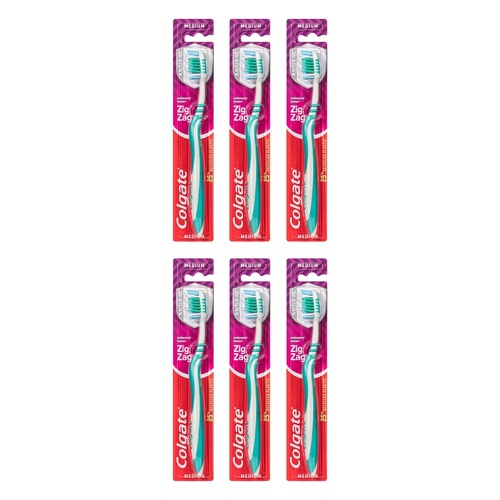 Colgate ZigZag Adult Toothbrush Soft Medium Pack of 6