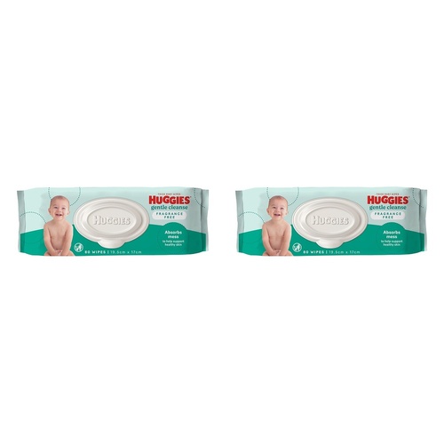 Huggies Gentle Cleanse Fragrance Free Baby Wipes, 3-in-1 Clean, 80 Pack of 2