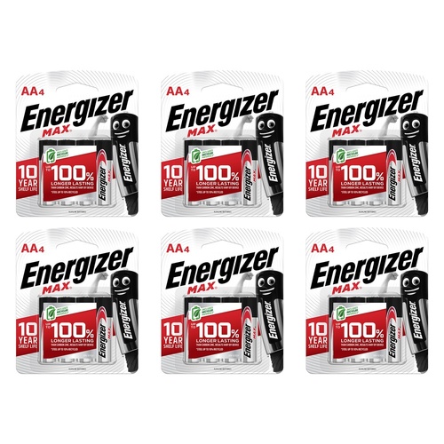 Energizer Max AA Alkaline Batteries 4 Pack Bundle of 6