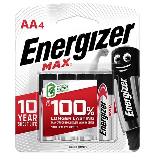Energizer Max AA Alkaline Batteries 4 Pack