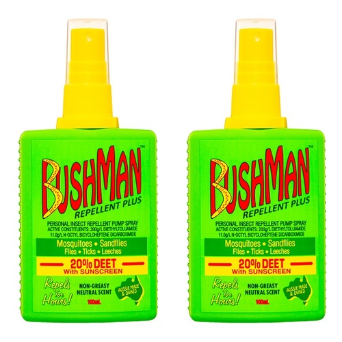 Bushman Repellent Plus 20% DEET with Sunscreen 100mL Pack of 2