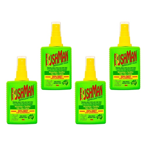 Bushman Repellent Plus 20% DEET with Sunscreen 100mL Pack of 4