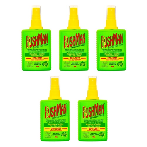 Bushman Repellent Plus 20% DEET with Sunscreen 100mL Pack of 5