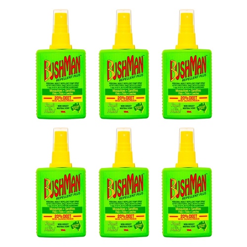 Bushman Repellent Plus 20% DEET with Sunscreen 100mL Pack of 6
