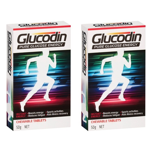 Glucodin Pure Glucose Energy Chewable Tablets 50g Pack of 2