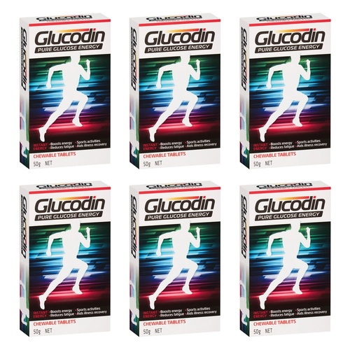 Glucodin Pure Glucose Energy Chewable Tablets 50g Pack of 6
