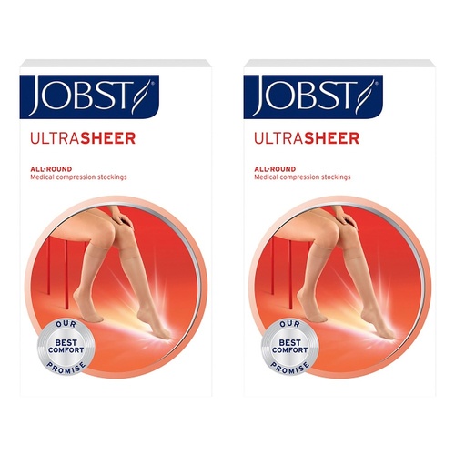 JOBST UltraSheer 15-20 mmHg Compression Stockings Knee High Black Pack of 2