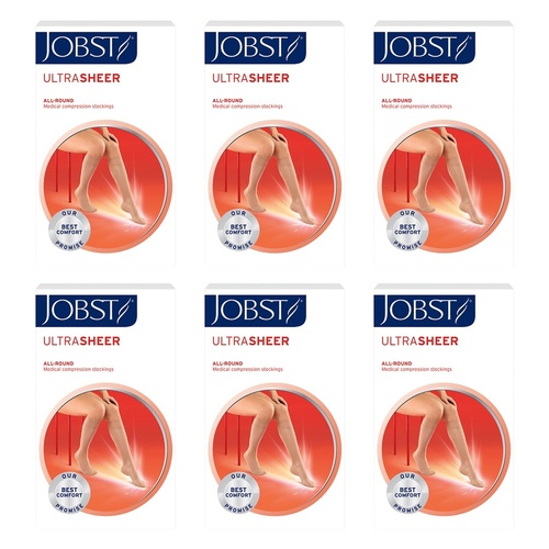 JOBST UltraSheer 15-20 mmHg Compression Stockings Knee High Black Pack of 6