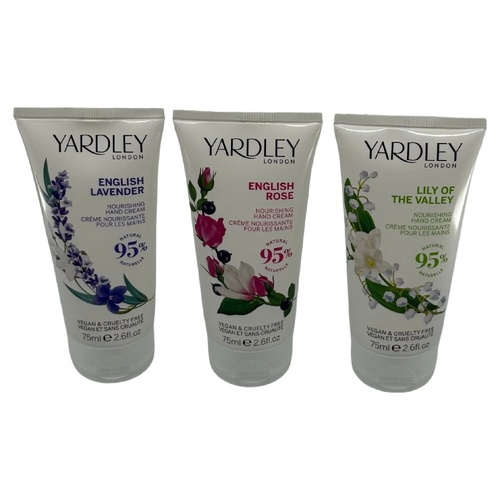 Yardley Hand & Nail Cream Moisturiser Trio Rose Lavender Lily 75ml