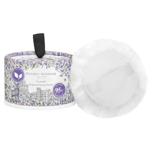 Woods of Windsor Lavender Dusting Powder 100g Body Powder With Puff