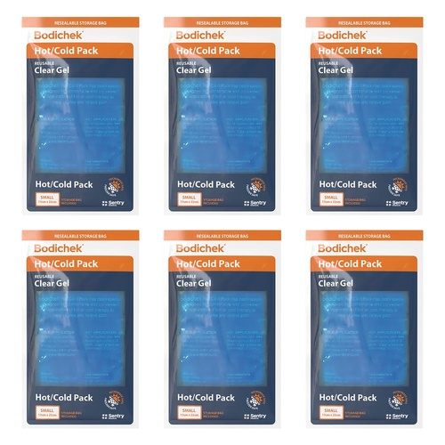 Bodichek Hot/Cold Pack Reusable Clear Gel Small 13cm x 22cm Bundle of 6