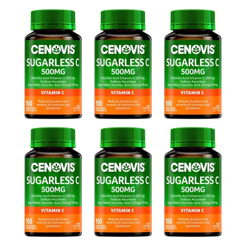 Cenovis Sugarless C 500mg Orange 100 Tablets Pack of 6
