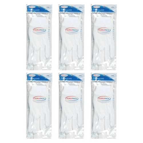 SurgiPack Cotton Gloves White Large Pair Pack of 6