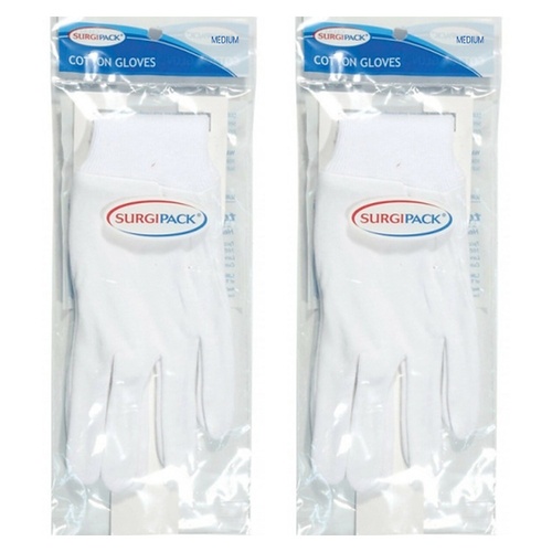 SurgiPack Cotton Gloves White Medium Pair Pack of 2