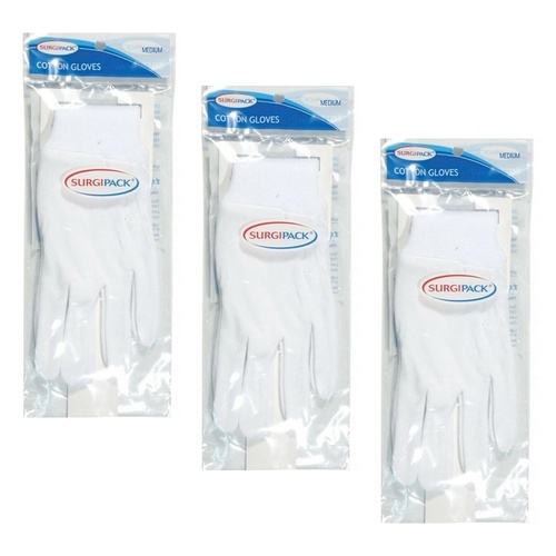 SurgiPack Cotton Gloves White Medium Pair Pack of 3