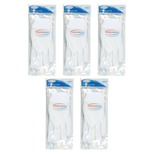 SurgiPack Cotton Gloves White Medium Pair Pack of 5