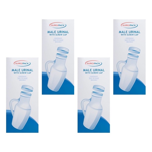 SurgiPack Male Urinal with Lid Pack of 4