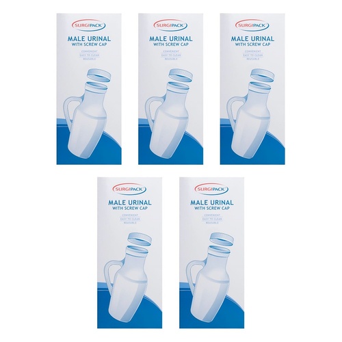 SurgiPack Male Urinal with Lid Pack of 5