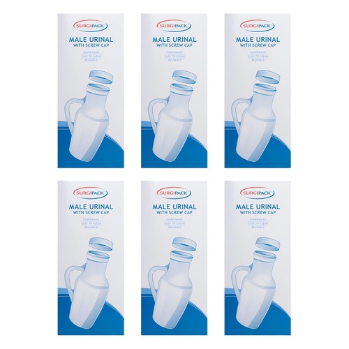 SurgiPack Male Urinal with Lid Pack of 6