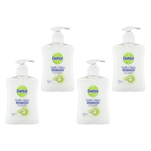 Dettol Antibacterial Liquid Hand Wash Pump Aloe Vera & Vitamin E 250mL Pack of 4