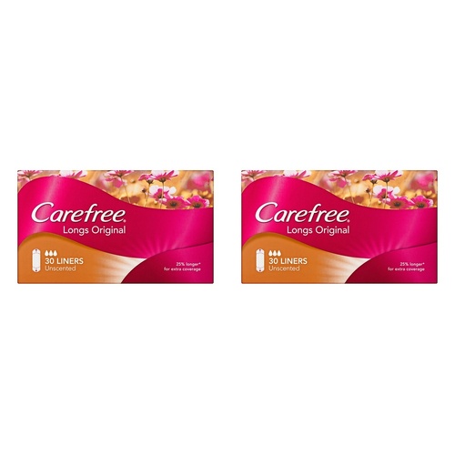 Carefree Longs Original Liners 30 Pack x 4 Bundle of 2