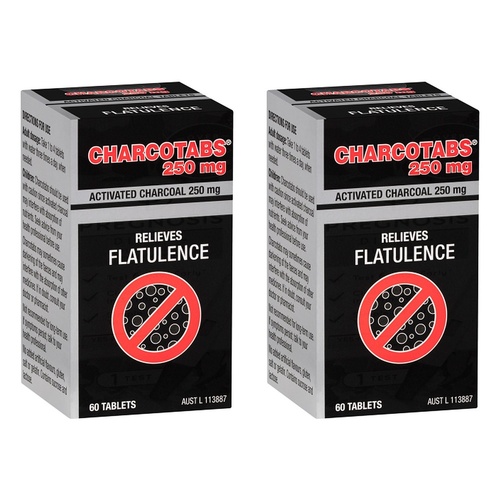 Charcocaps Charcotabs 250mg 60 Tablets Pack of 2