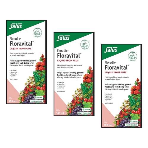 Floradix Floravital Liquid Iron Plus 500mL Pack of 3