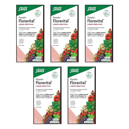 Floradix Floravital Liquid Iron Plus 500mL Pack of 5